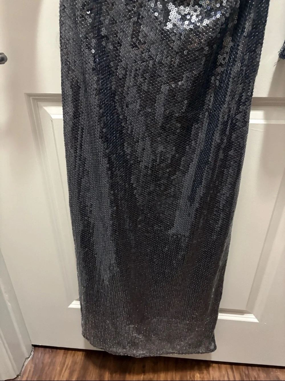 LPA Black Sequin Long-Sleeve Draped Gown - Picture 7 of 12